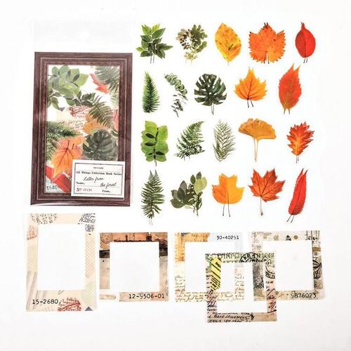 Ensemble D'autocollants Vintage En Pet, ?Tiquette Décorative, Plante Naturelle, Floral, Papillon, Champignon, Pour Album Planificateur De Scrapbooking, Diy Bricolage, 45 Pi?Ces
