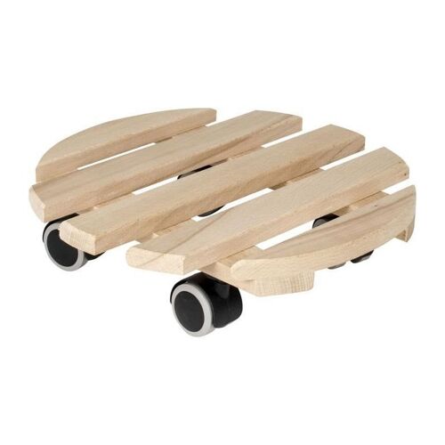 EDA Support a roulettes Ø 38 cm en Bois - 4 roulettes - 38 x 38 x H.8.4 cm