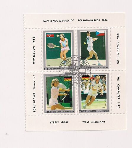 Corée - Bloc Timbre Roland Garros 1986 Et Wimbledon 1985 (4 Timbres)