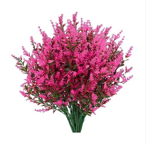 8Pcs Fleurs artificielles en Plastique Extérieur Fleurs Artificielles Résistantes Aux UV d'Extérieur Plantes Fleurs Décoratives pour Arrangement Floral, Décoration de Jardin Maison (Fuchsia)
