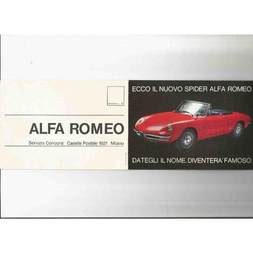 Alfa Romeo Spider 1966 Depliant Deux Volets Jeu Concours