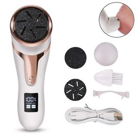 Kit De Râpe Électrique Pour Callosités Des Pieds, Outil De Pédicure Rechargeable, Lime À Pieds Avec 3 Têtes, 2 Vitesses, Indicateur De Batterie Pour Éliminer Les Callosités Et Les Crevasses Des Talons.