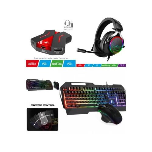 Pack de périphériques gaming - PRO-ULTIMATE - MK30 - Souris RGB - Clavier RGB - Casque EH600
