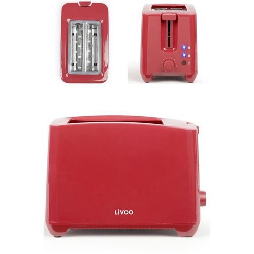GRILL PAIN à Deux fentes ROUGE 750W 7 POSITIONS pour griller les tartines de pain idées cadeaux