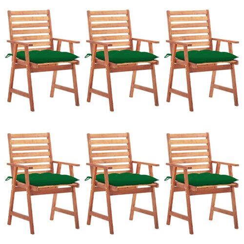 Vidaxl Chaises À Dîner D'extérieur 6 Pcs Avec Coussins Acacia Massif