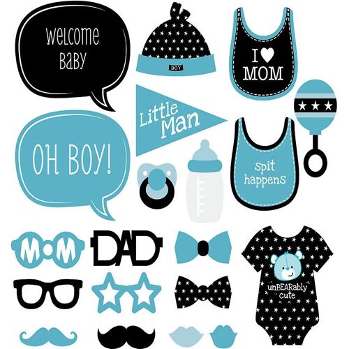 20pcs Diy Baby Party Masks Photo Booth Props Baby Shower Birthday Photography