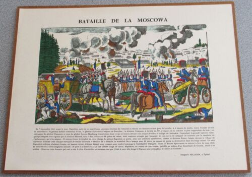 Bataille De La Moscowa - 7 Septembre 1812 - Estampe De L' Imagerie Pellerin À Epinal - Collée Sur Un Support Rigide Avec Fixation Murale 