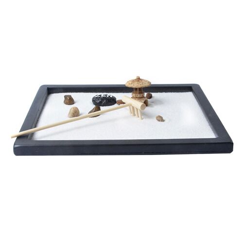 Mini Japanese Zen Garden With Tray Sand Pebbles Rake For Women Men Coworker Kid