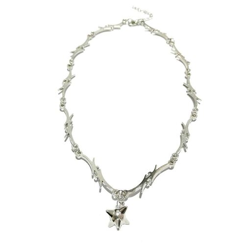 Punk Thorns Flame Chain Necklace Small Brambles Charm Necklace Rock Jewelry