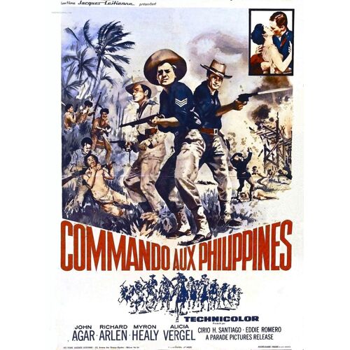 Commando Aux Philippines /Cavalry Command - Véritable Affiche De Cinéma Pliée -Format 120x160 Cm -De Eddie Romero Avec  John Agar, Richard Arlen, Myron Healey, William Phipps, Alicia Vergel - 1963