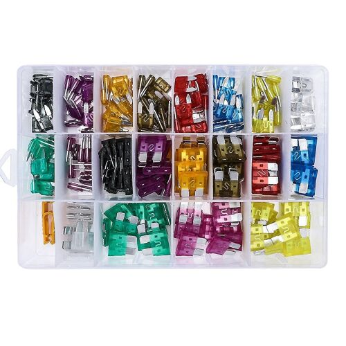 Assorted Mini Medium Size Type Auto Boats Truck Blade Fuses With Clip Box 220pcs