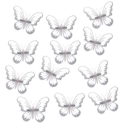 12 Pcs 7cm Simulation Gauze For Butterfly Christmas Tree For Butterfly Ornaments