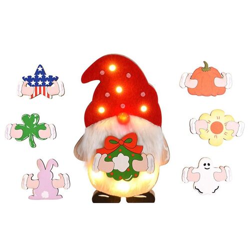 Faceless For Doll Diy Wooden Luminous Ornaments Craft Kit For Kids Home Fun Activities Christmas Happy New Year Party Decoration
