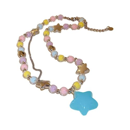 Lovely Star Charm Necklace Beaded Chain Necklace Pendant Necklace Neck Jewelry