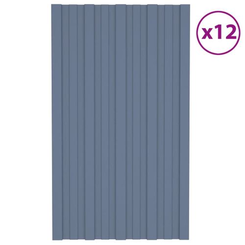 Vidaxl Panneaux De Toiture 12 Pcs Acier Galvanisé Gris 80x45 Cm