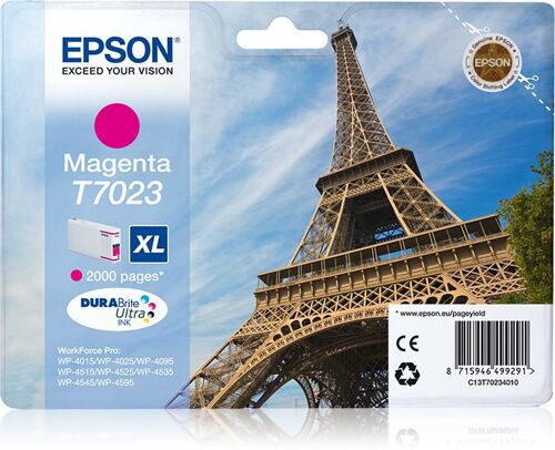 Epson T7023 - 21.3 ml - taille XL - magenta - originale - blister - cartouche d'encre - pour WorkForce Pro WP-4015, WP-4025, WP-4095, WP-4515, WP-4525, WP-4535, WP-4545, WP-4595