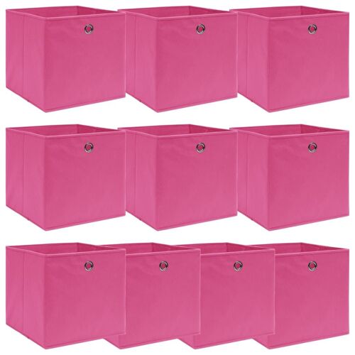 vidaXL Boîtes de rangement 10 pcs Rose 32x32x32 cm Tissu