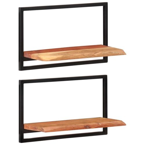 Vidaxl Étagères Murales 2 Pcs 60x25x35 Cm Bois D'acacia Et Acier