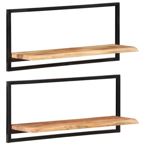 Vidaxl Étagères Murales 2 Pcs 80x25x35 Cm Bois D'acacia Et Acier