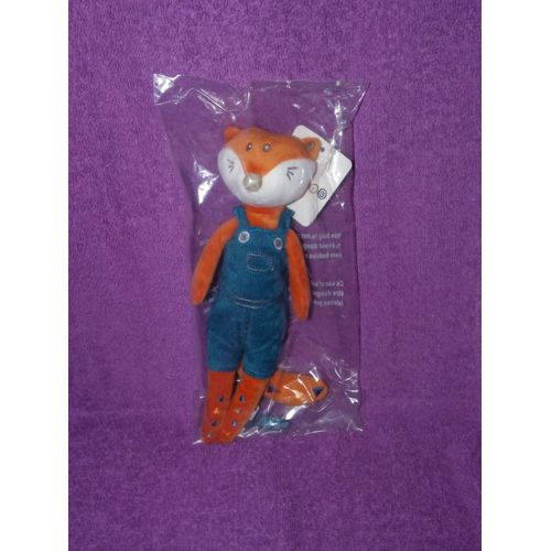 Doudou Renard Kimbaloo Salopette Bleu Canard Turquoise Velours Peluche Bebe Kimbalou