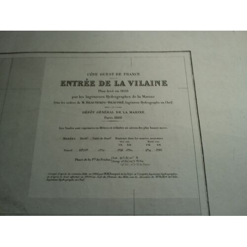 Carte Marine Côte Ouest De France Entrée De La Vilaine. 1820 (Levée). 1866