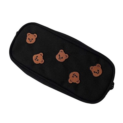 Kawaii ours broderie toile crayon sac stylo pour cas enfants cadeau cosmétique papeterie pochette fournitures scolaires