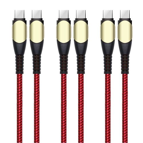 3x Câble USB-C vers USB-C 60W pour iPhone 16 Pro Max / iPhone 16 Pro / iPhone 16 / iPhone 16 Plus - Nylon Tressé Rouge 1M - E.F.Connection