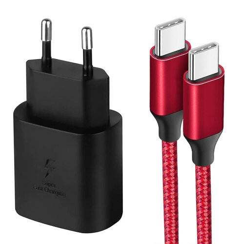 Chargeur Rapide USB-C 25W + Câble USB-C Nylon 1M pour Samsung Galaxy A23 A24 A22 A02s A03s A04s A12 A13 A14 - E.F.Connection