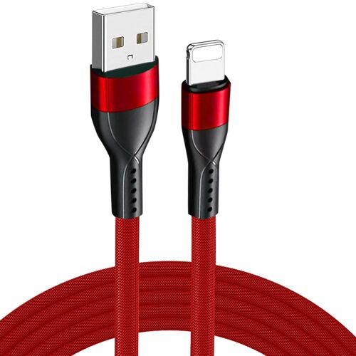 Câble Usb 1m Charge Rapide 3a Pour Iphone 14 Pro Max, 14 Plus, 13 Pro Max, 12 11 Xr Xs - Nylon Tressé Rouge - E.F.Connection
