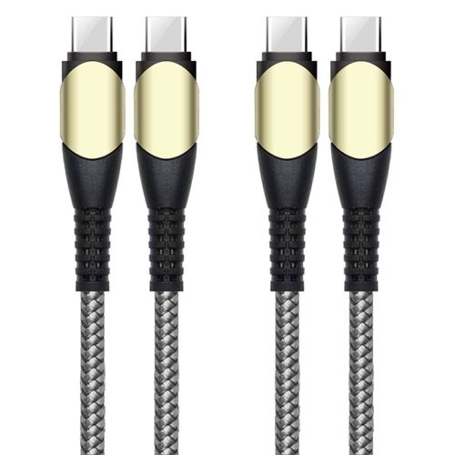 2x Câble USB-C Rapide 60W pour iPhone 16 Pro Max / iPhone 16 Pro / iPhone 16 / iPhone 16 Plus - Nylon Renforcé Gris 1M - E.F.Connection