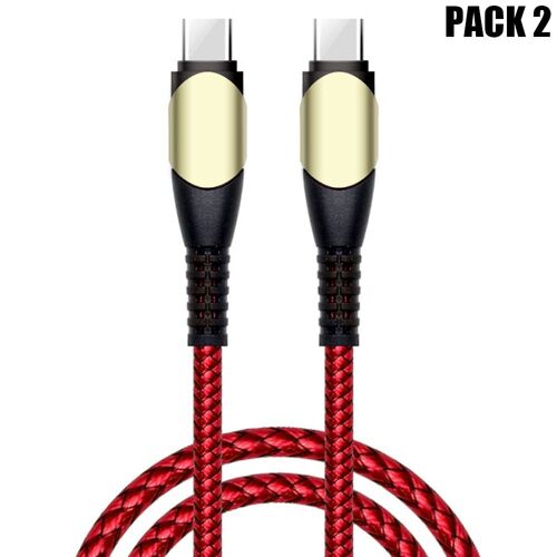 2 Câble USB-C vers USB-C Charge Rapide 60W pour OPPO Find X3 X5 Pro Reno 8 Lite A16 A53 A53S A54 A94 - Nylon 1 Mètre Rouge - E.F.Connection