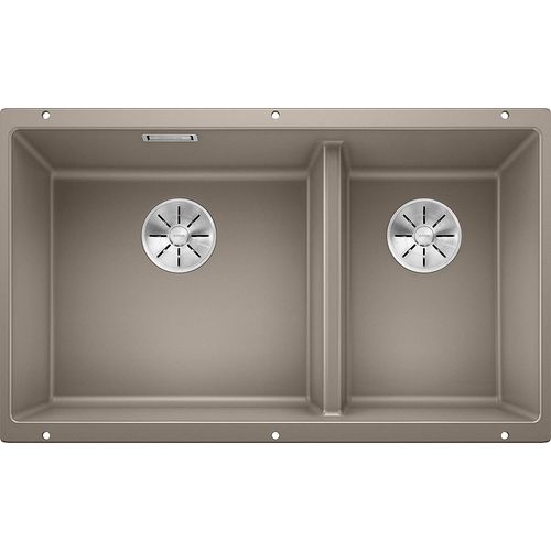 BLANCO SUBLINE 430/270-U  Évier de Cuisine Double Sous Plan pour Meubles Bas de 80 cm de Large  SILGRANIT  Marron  523158