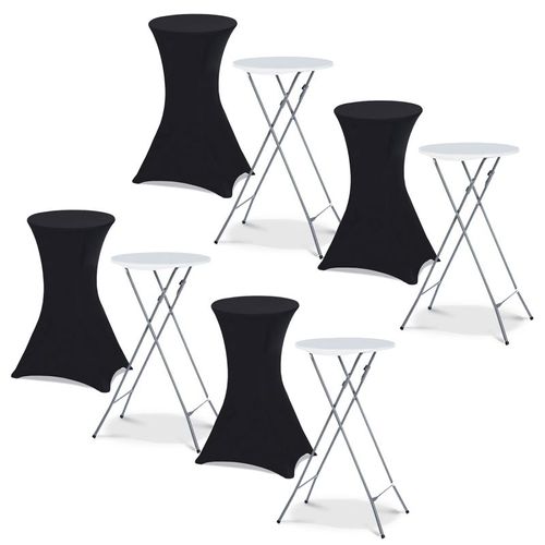 Lot De 4 Tables Hautes Pliantes 105 Cm Et 4 Housses Noires
