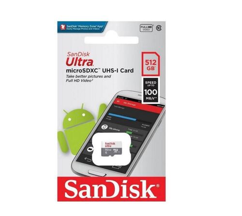 Carte Micro SD SanDisk ultra 512 Go SDSQUNR-512G-GN3MN jusqu'à 100Mo/s