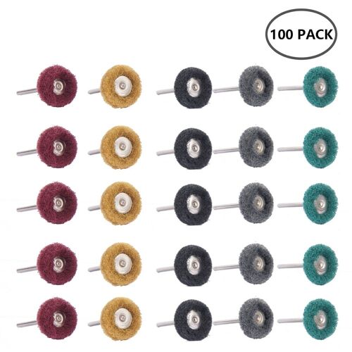 Mini Brosse Tampon À Récurer, 100 Pièces, Roue Abrasive, Fiber De Nylon, Tête De Ponçage, Polissage, 25mm, Ensemble Pour Dremel