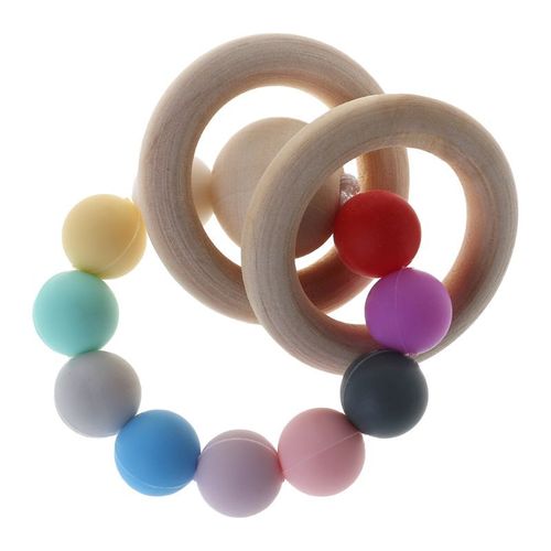 Bracelet De Dentition Pour Bébé, Jouets À Mâcher, Morsure Pour Nouveau-Né, Perles De Soins, Bijoux, Soulagement De La Douleur, Anneaux En Bois De Silicone, Fournitures Pour Nourrissons