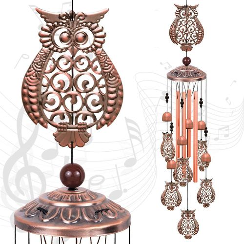 Carillon à Vent de Jardin Exterieur, Carillons Décoratifs d'extérieur de éoliens Aluminium en Carillons pour Noël, Maman, Balcon, Festival, Jardin (Hibou)