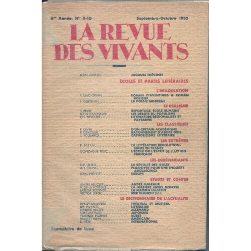 La Revue Des Vivants_ N°9-10_Septembre-Octobre 1932_6ème Année
