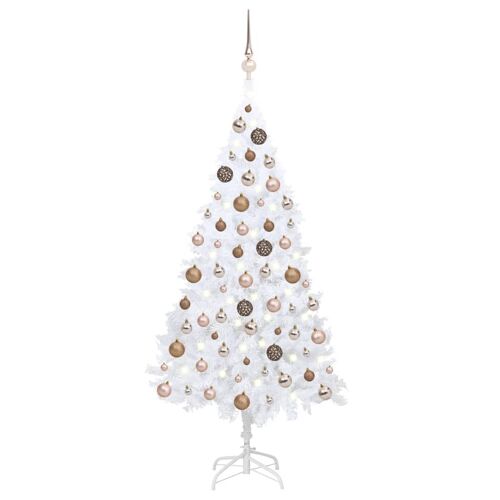 VIDAXL Arbre de No?l artificiel avec LED et boules Blanc 150 cm PVC