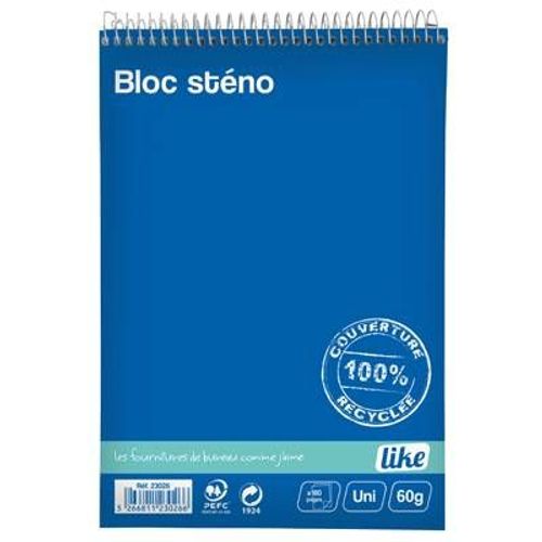 Bloc Sténo Spirale 180 Pages, Format A5 (14.8 X 21 Cm), Uni, 60g