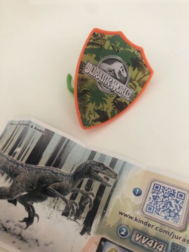 Figurine Kinder Joy Jurassic World / Insigne Dinosaures Vélo Porte Photo Écusson (Vv414)