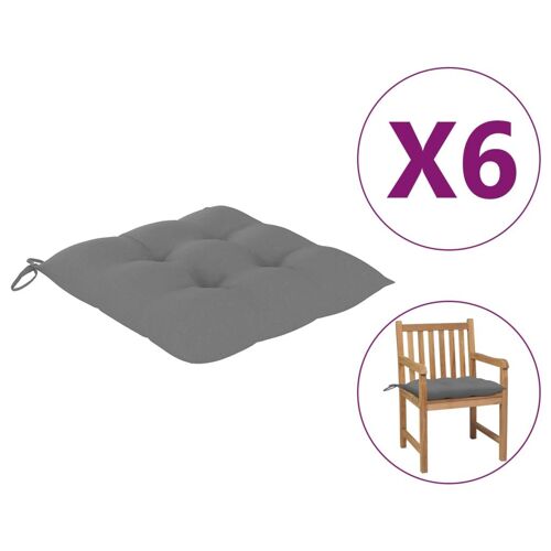 Prolenta Premium - Coussins de chaise 6 pcs gris 50x50x7 cm tissu oxford