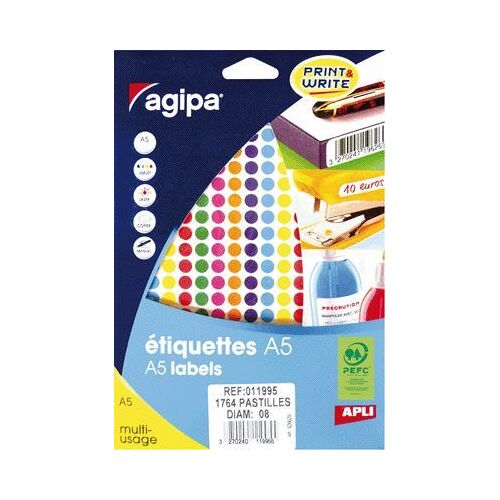 Disques Adhésifs Agipa 8mm Assorti - Etui De 1600