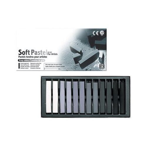 Craies Pastel Sec Carré Camaieu De Gris Assortie - Boite De 12