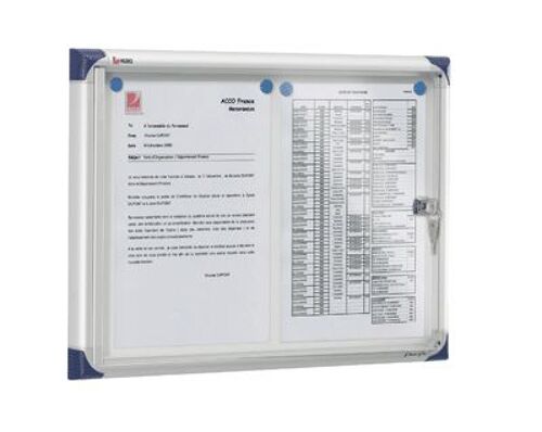 Nobo Vitrine D'intérieur Extra Plate À Fond Magnétique, 2xa4, Porte Battante, Blanc