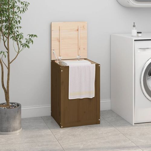 vidaXL Bo?te ¿¿ linge Marron miel 44x44x66 cm Bois massif de pin