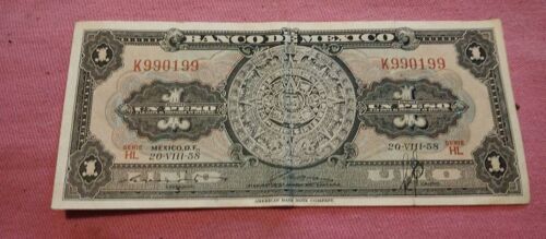 Billet De 1 Peso Mexicain 1958
