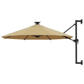 Parasol Mural Avec Mât Métallique Et Led 300 Cm Taupe Helloshop26 02_0008695