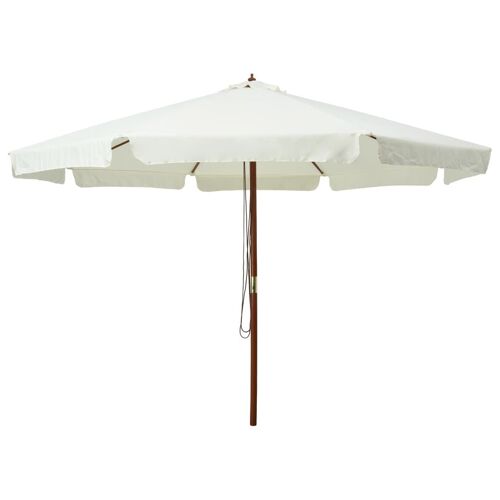 Parasol Avec Mât En Bois 330 Cm Blanc Sable Helloshop26 02_0008120