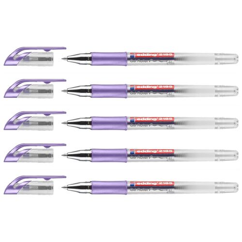 Edding Lot De 5 Rollers À Encre Gel 2185 Violet Métallisé 0,7 Mm